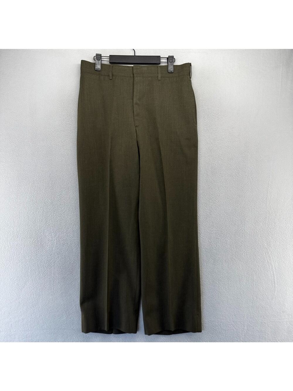 Vintage 70s Military Trousers Mens 33S Fits 30x28 Pleated Baggy Flowy 70s Wool